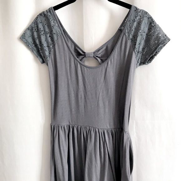 Aeropostale Dark Gray Dress with Lace Sleeves (S) - Picture 3 of 5